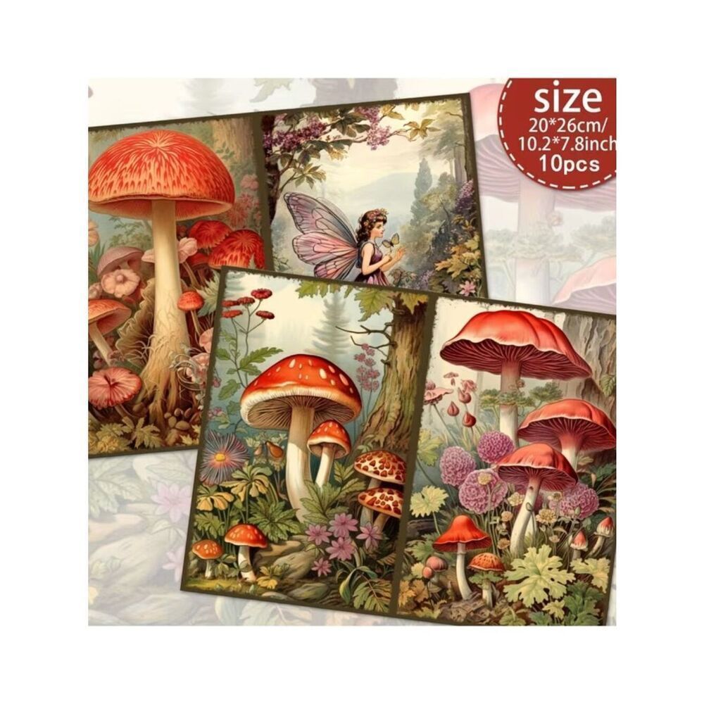 NWT Vintage Mushroom & Fairy Themed DIY Crafts Scrapbooking Junk Journaling
